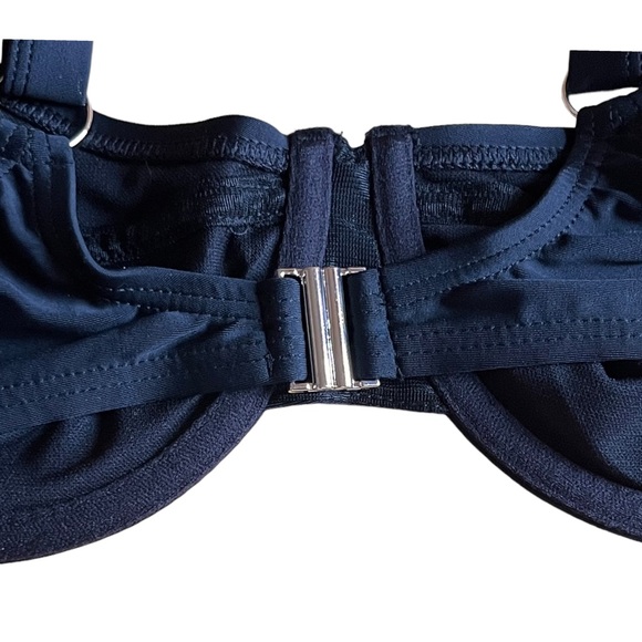 Ellos Bikini Swim Top Sz 10 Black Sexy Modern Underwire Lined Full Coverage - Picture 3 of 6